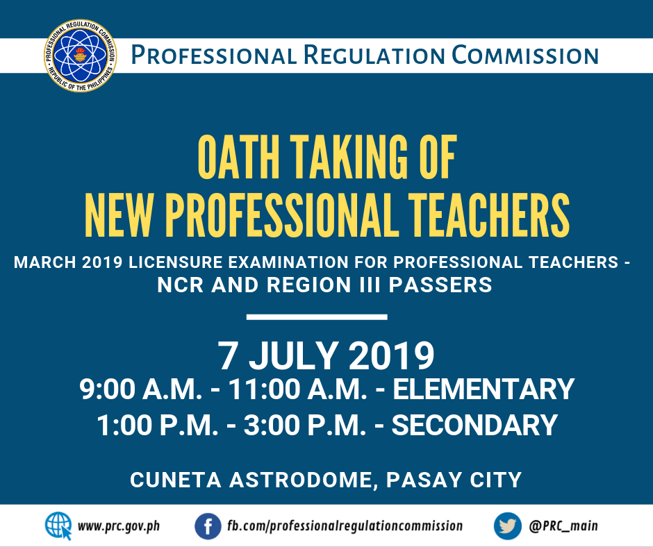 Oathtaking of New Professional Teachers NCR and Region III Passers